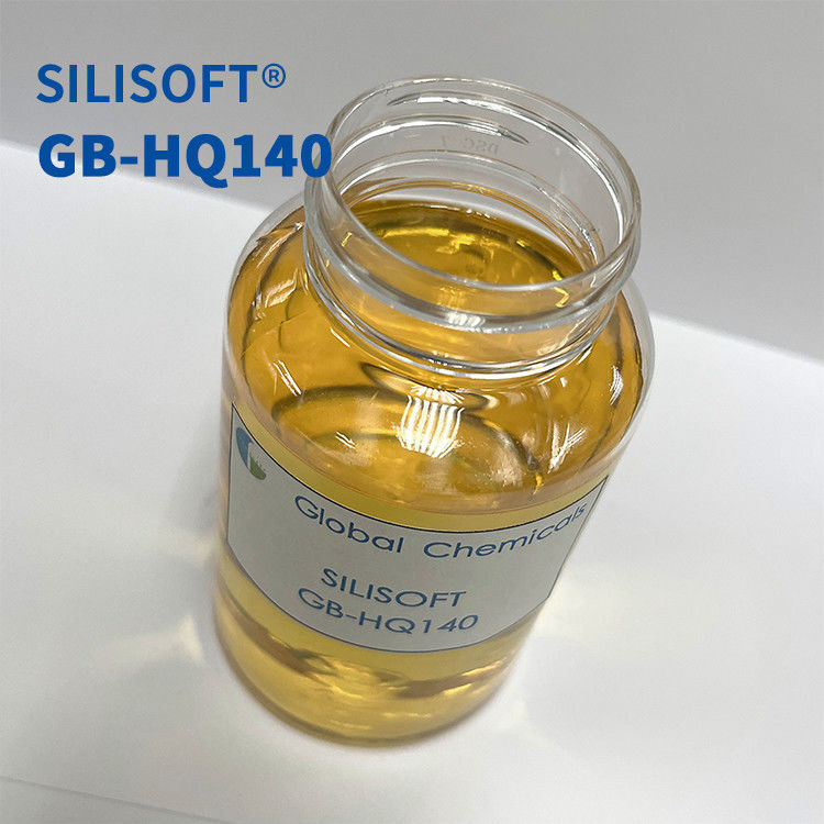 น้ํายาซิลิโคนลดสีเหลืองสําหรับผ้าผ้าปู SILISOFT GB-HQ140 มีความเรียบเนียนที่ดีและมือในที่นุ่ม