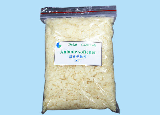 สารทําความเรียบร้อยทอ Textile Hydrophilic Anionic Softener Flakes สีเหลืองน้อย